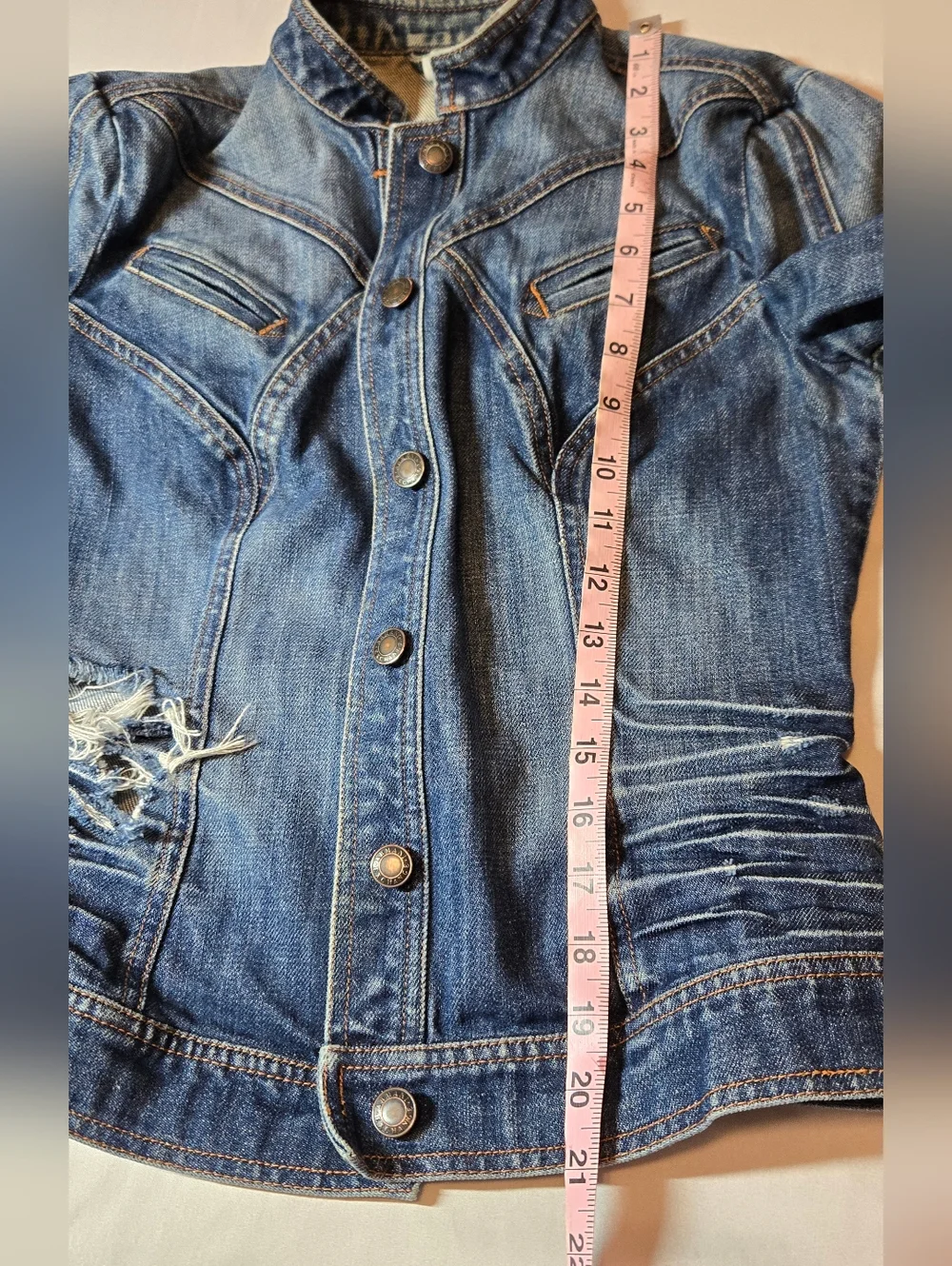 Vintage Armani Exchange Distressed Denim Jacket In A Fitted Size Medium - Picture 7 of 9